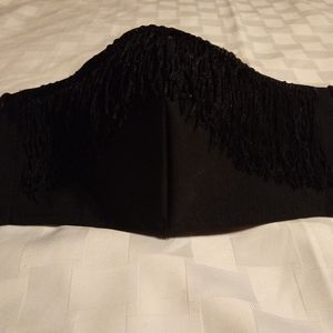 Beautiful black fringed face mask